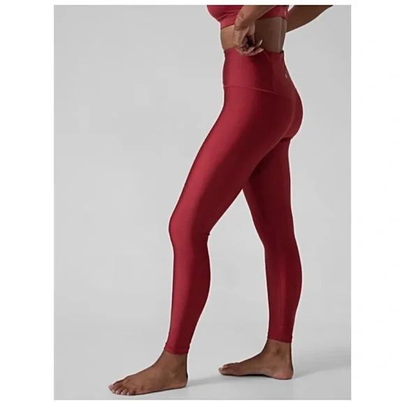 ♥️NWTS-$100 ATHLETA Elation Shine Tights XL Ultra High-Rise Leggings Red Tights - Picture 2 of 8
